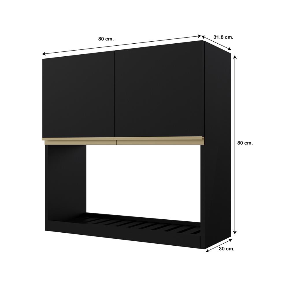 ตู้แขวนคว่ำจานเรียบ JUPITER JUVENTAS 80x80 ซม. สีดำ