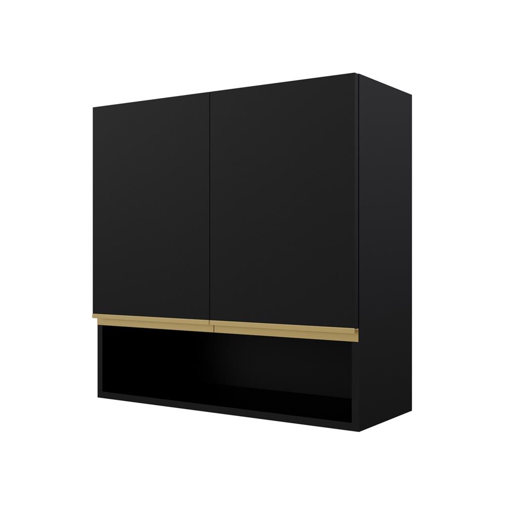 ตู้แขวนคู่เรียบช่องโล่ง D2 JUPITER JUVENTAS 80x80 ซม. สีดำ