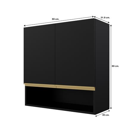 ตู้แขวนคู่เรียบช่องโล่ง D2 JUPITER JUVENTAS 80x80 ซม. สีดำ_4