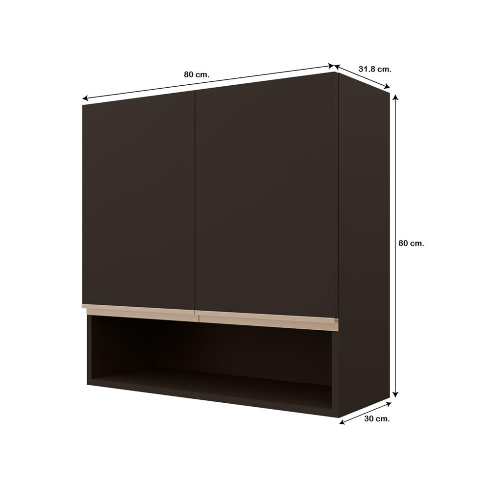 ตู้แขวนคู่เรียบช่องโล่ง JUPITER JUVENTAS 80x80 ซม. สีน้ำตาล