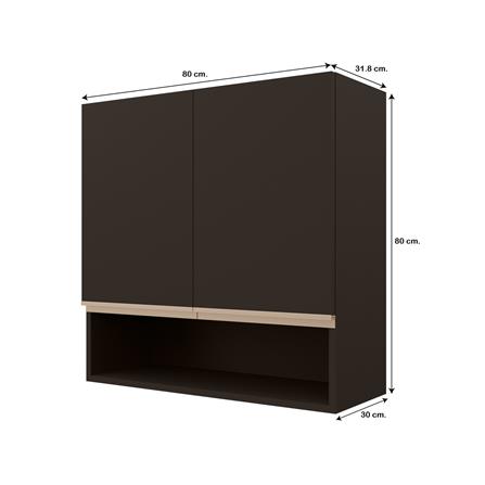 ตู้แขวนคู่เรียบช่องโล่ง JUPITER JUVENTAS 80x80 ซม. สีน้ำตาล_4