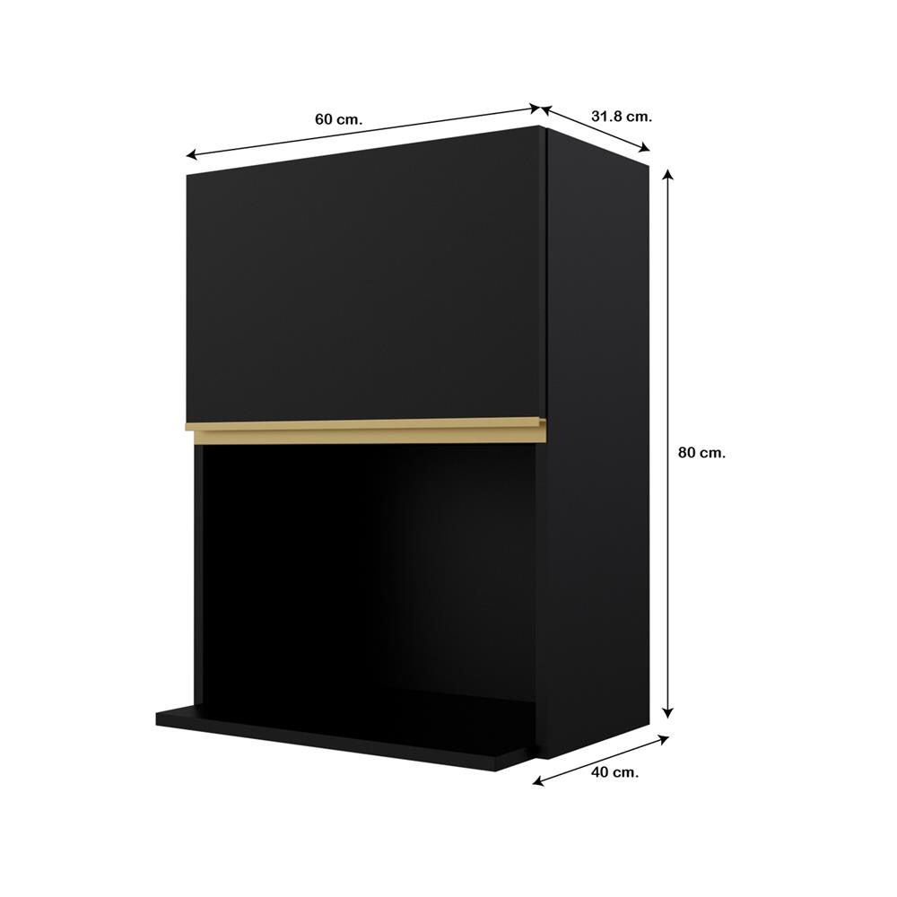 ตู้แขวนไมโครเวฟเรียบ JUPITER JUVENTAS 60x80 ซม. สีดำ