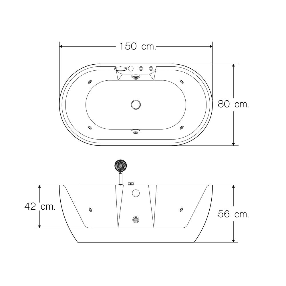 อ่างอาบน้ำ I-SPA I-IMP150WF-M 150 ซม. สีขาว