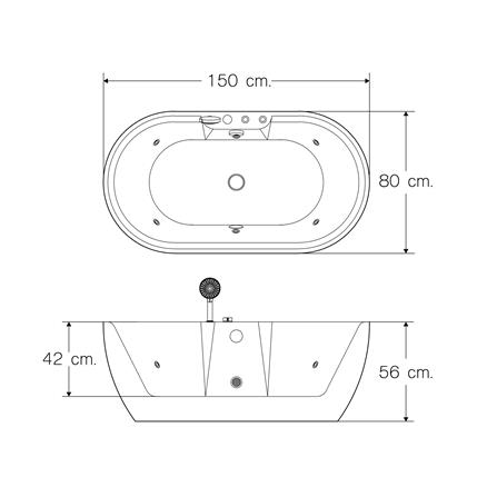อ่างอาบน้ำ I-SPA I-IMP150WF-M 150 ซม. สีขาว_2