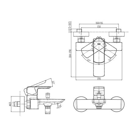 ก๊อกผสมยืนอาบ TOTO TBG02302T_1