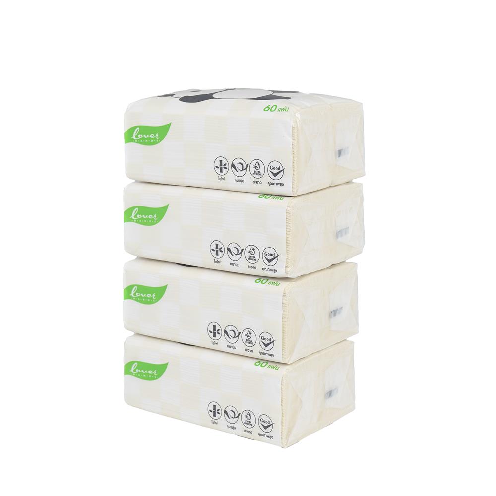 กระดาษอเนกประสงค์ LOVER HANDS BAMBOO 60 แผ่น (แพ็ก 3+1)