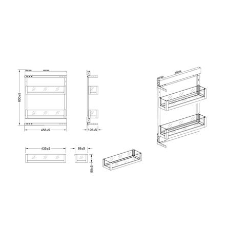 ชุดตะแกรงตู้แคบ HAFELE STARKE 495.35.338_2