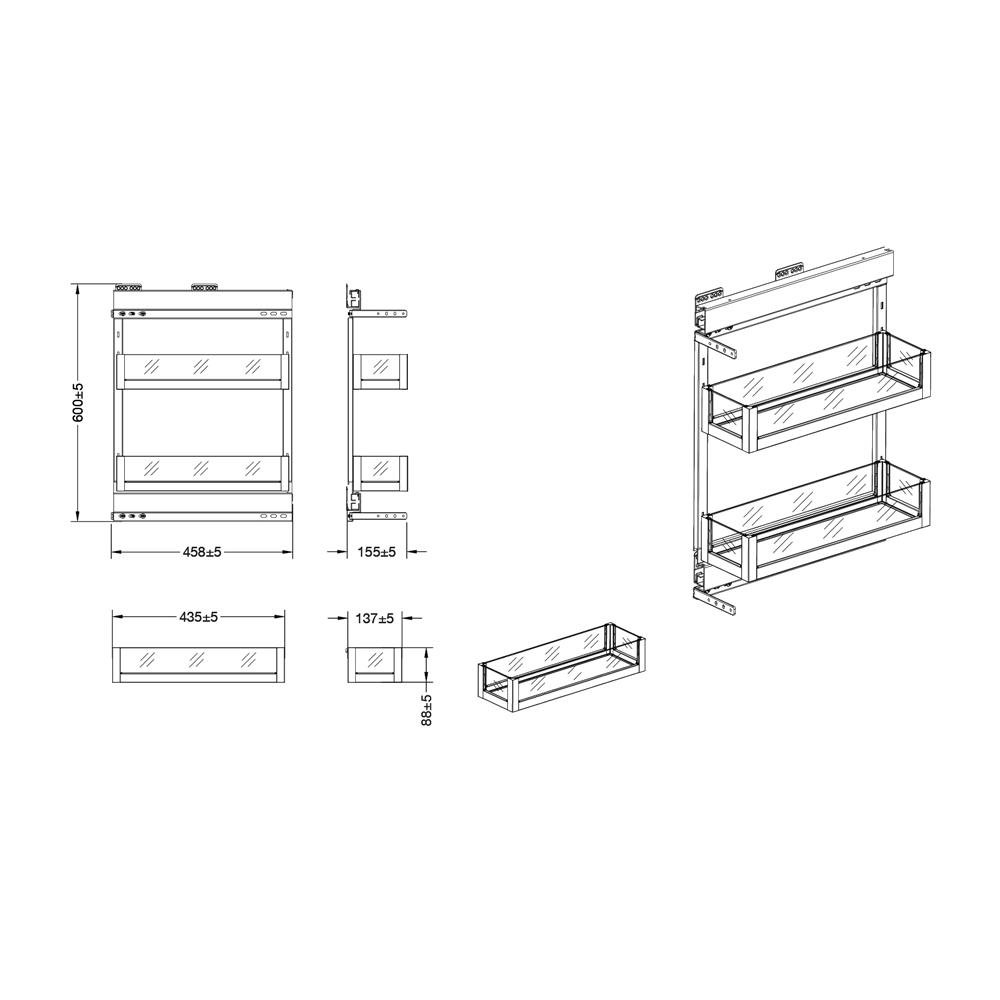 ชุดตะแกรงตู้แคบ HAFELE STARKE 495.35.339
