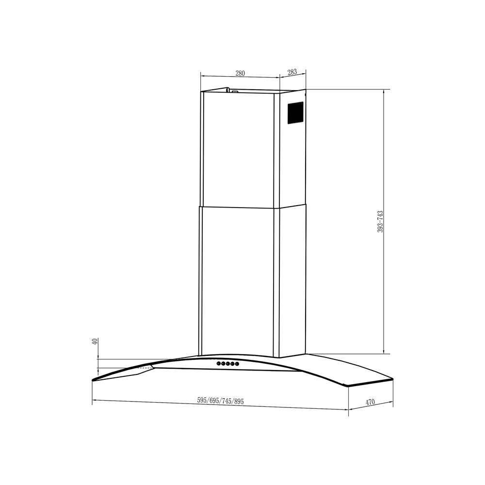 เครื่องดูดควันกระโจม LINEA LDD 90.2 BLACK GLASS 90 ซม.