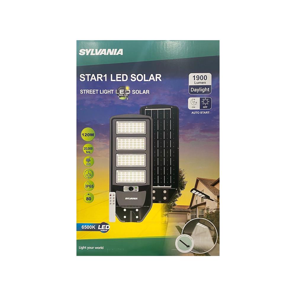 ไฟถนน SOLAR SYLVANIA STAR1 120 วัตต์ DAYLIGHT สีดำ