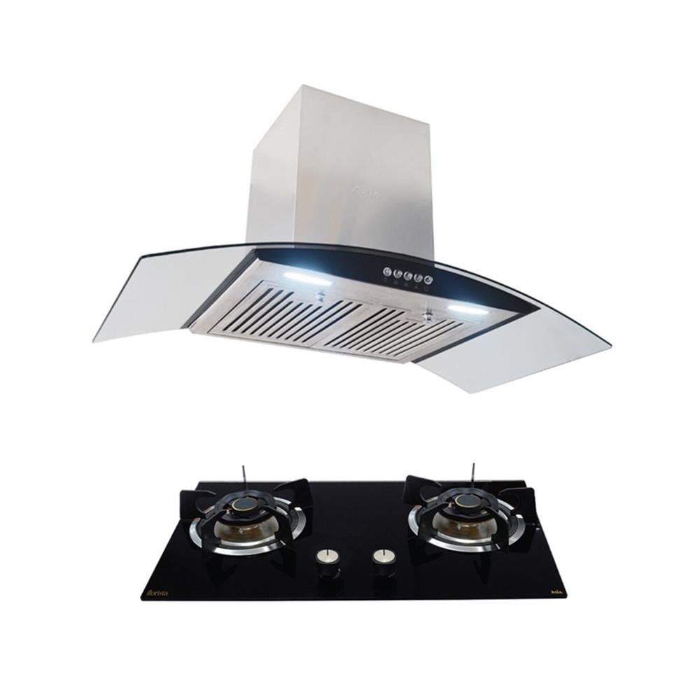 เตาฝัง+เครื่องดูดควัน AXIA FLO72-2G+HERO BLACK 90