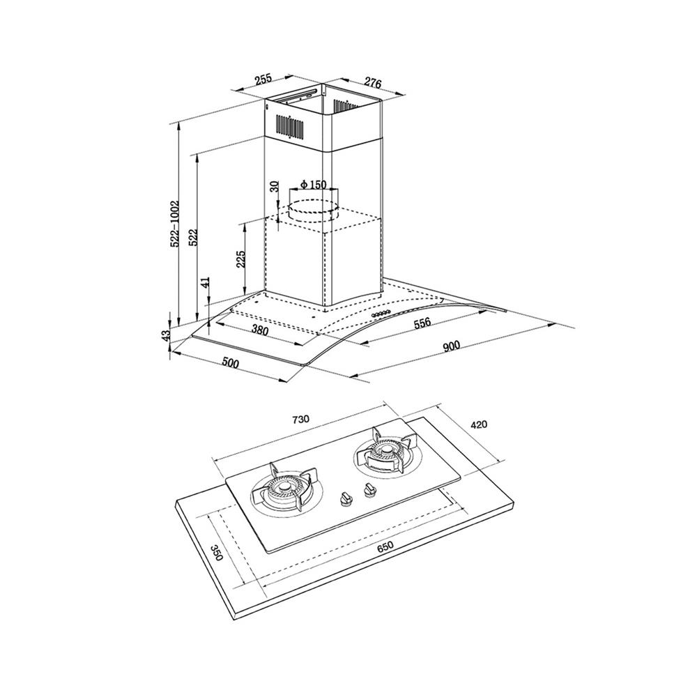 เตาฝัง+เครื่องดูดควัน MESTER MV3732+MC390BV