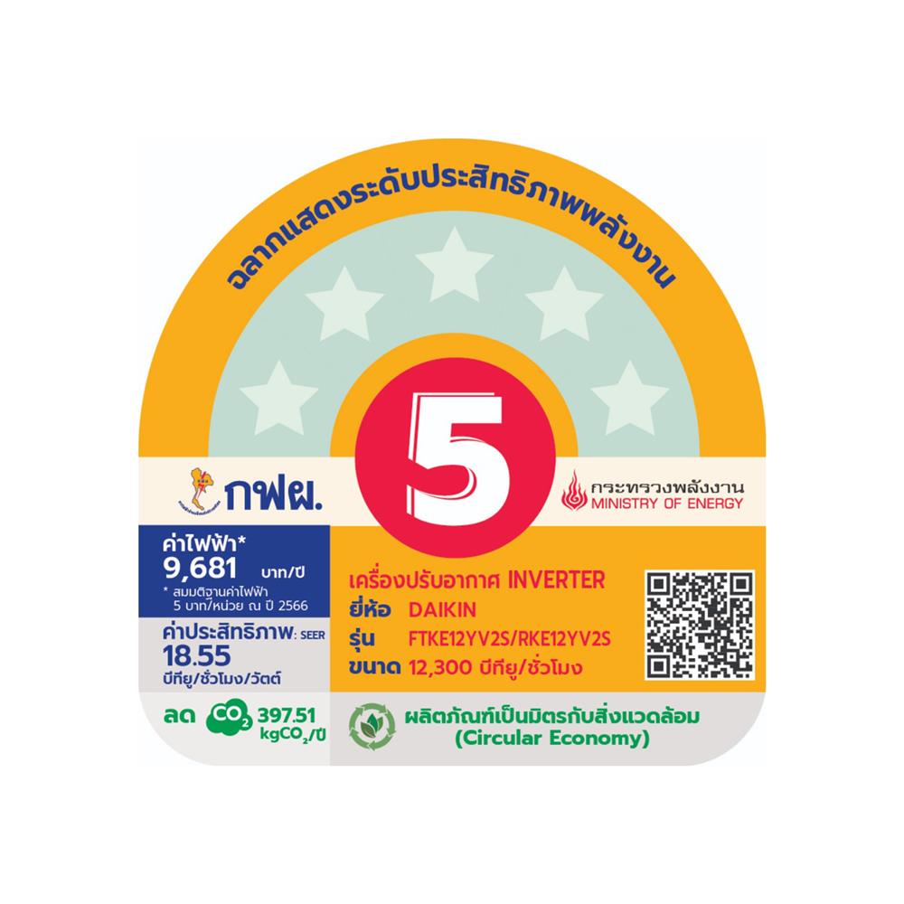 แอร์ผนัง DAIKIN FTKE12YV2S 12300 บีทียู อินเวอร์เตอร์