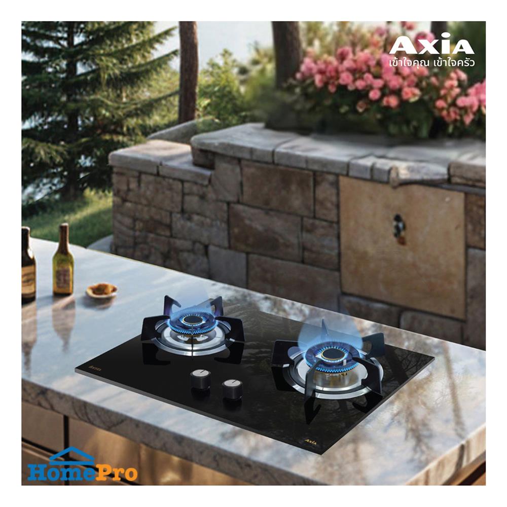 เตาฝัง+เครื่องดูดควัน AXIA FLO72-2G+HERO KNIGHT 90