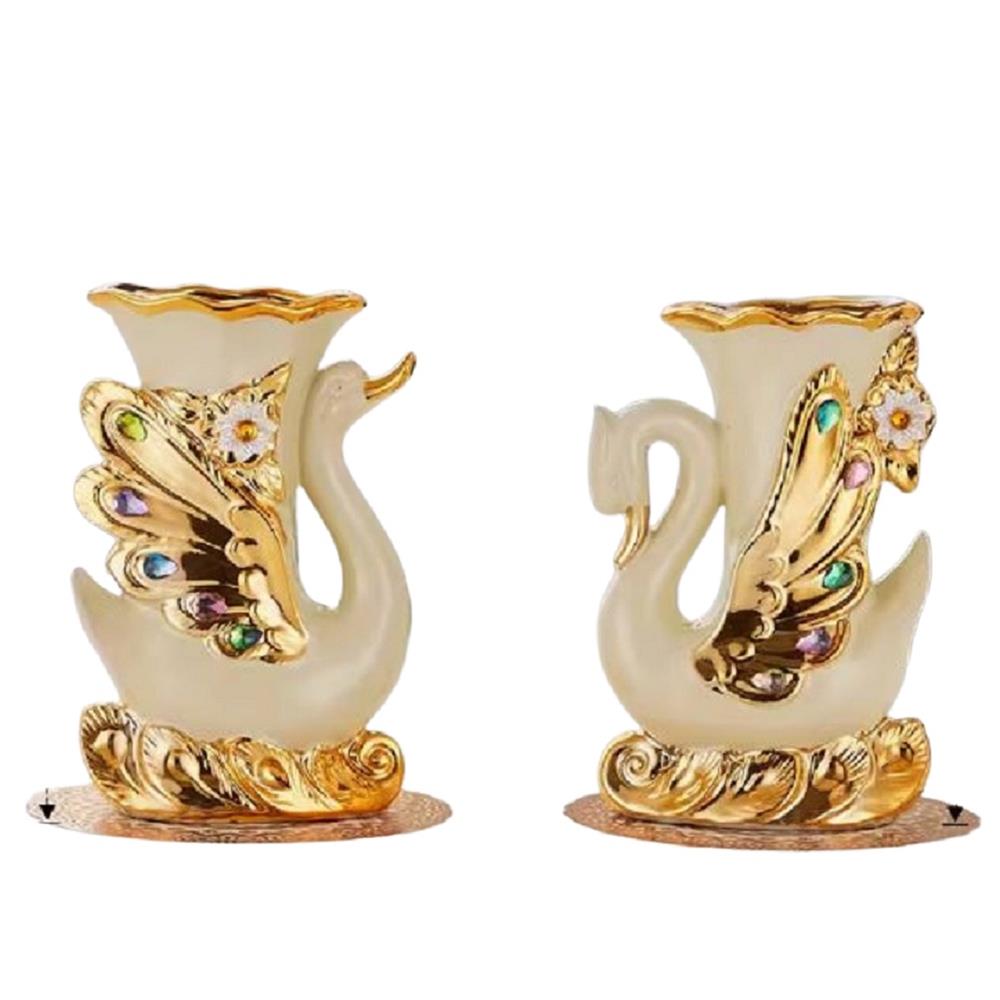 แจกันตกแต่ง INTERY CT209E041_03 สีขาว/ทอง (แพ็ก 2 ชิ้น)_0