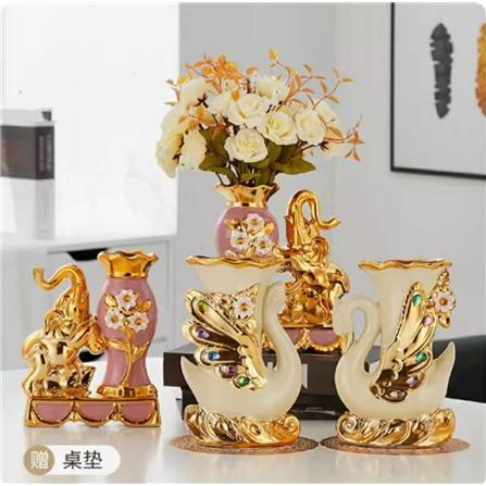 แจกันตกแต่ง INTERY CT209E041_03 สีขาว/ทอง (แพ็ก 2 ชิ้น)_4