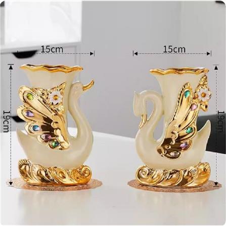 แจกันตกแต่ง INTERY CT209E041_03 สีขาว/ทอง (แพ็ก 2 ชิ้น)_7