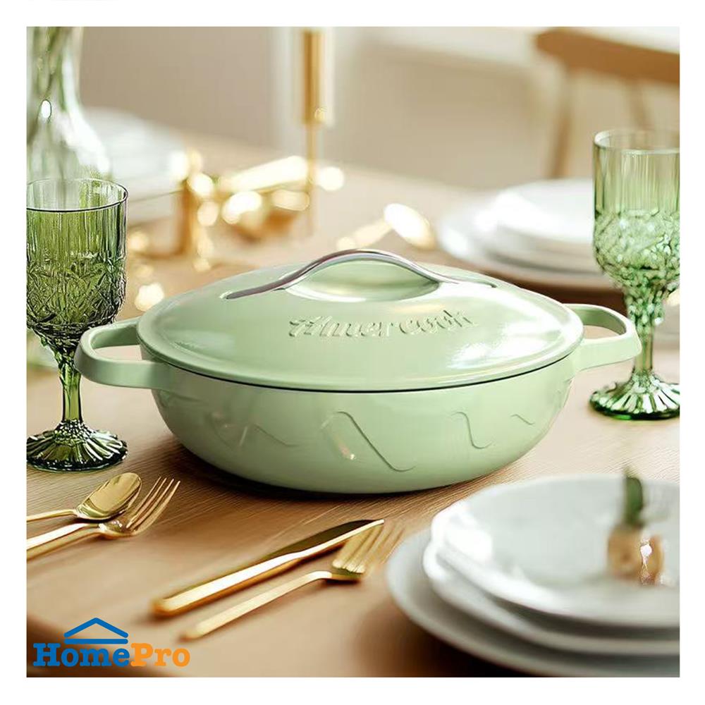 หม้อเหล็กหล่อ พร้อมฝา 28 ซม. AMERCOOK ALFETTA SIGNATURE GREEN IH