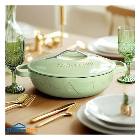 หม้อเหล็กหล่อ พร้อมฝา 28 ซม. AMERCOOK ALFETTA SIGNATURE GREEN IH_1