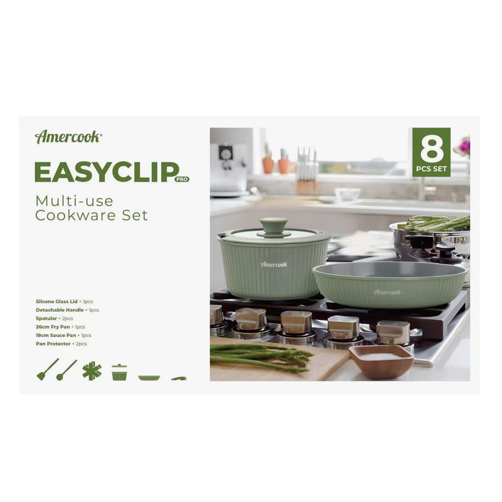 ชุดเครื่องครัว AMERCOOK EASY CLIP PRO IH (แพ็ก 8 ชิ้น)