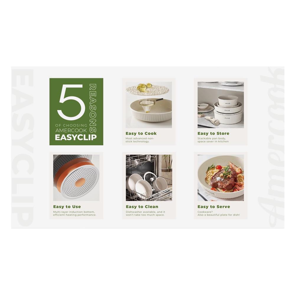 ชุดเครื่องครัว AMERCOOK EASY CLIP PRO IH (แพ็ก 9 ชิ้น)