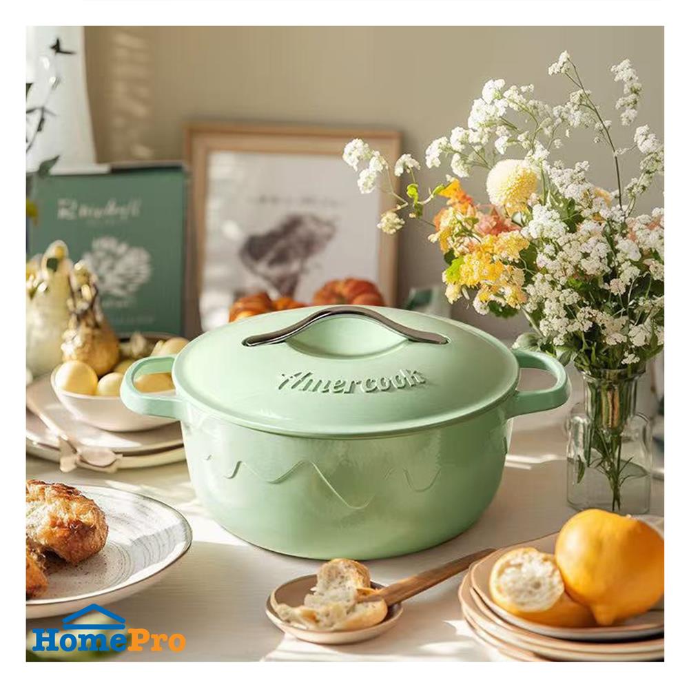 หม้อเหล็กหล่อพร้อมฝา 22 ซม. AMERCOOK ALFETTA SIGNATURE GREEN IH