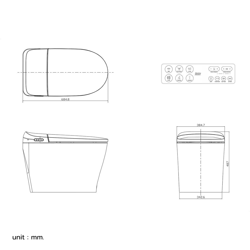 สุขภัณฑ์อัตโนมัติ AMERICAN STANDARD 2072-WT-9 (EXC.) 4.8 ลิตร สีขาว
