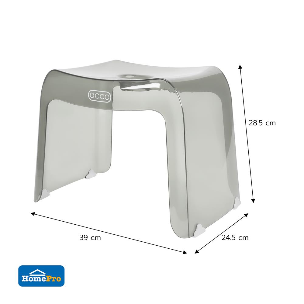 เก้าอี้เตี้ยพลาสติก ACCO SIZE M 39X24.5X28.5 ซม. สีเทาใส