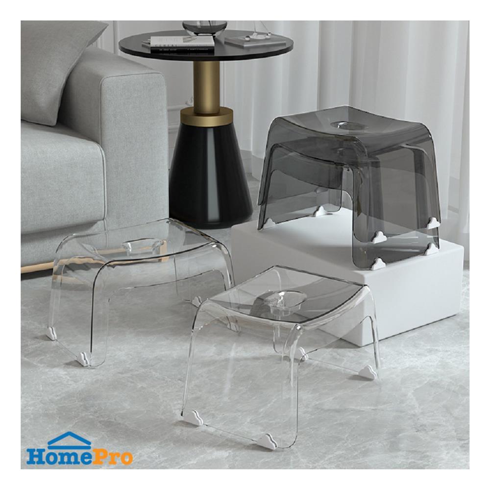 เก้าอี้เตี้ยพลาสติก ACCO SIZE S 34X21.5X19.5 ซม. สีเทาใส