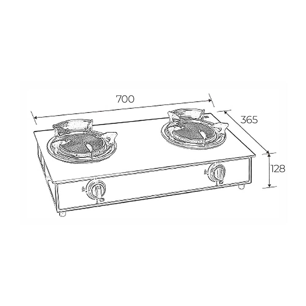 เตาแก๊สตั้งโต๊ะ 2 หัวแก๊ส LINEA FIG 2G90 LBB WH