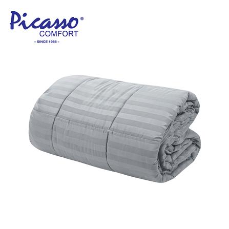ผ้านวม PICASSO SMILE M5GY ลายริ้ว 100x90 นิ้ว สีเทา_0