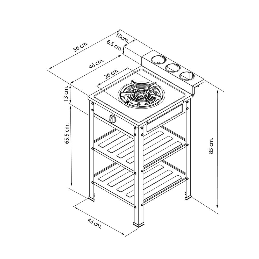 เตาแก๊สตั้งพื้น 1 หัวแก๊ส LUCKY FLAME DH-502 สีเทา