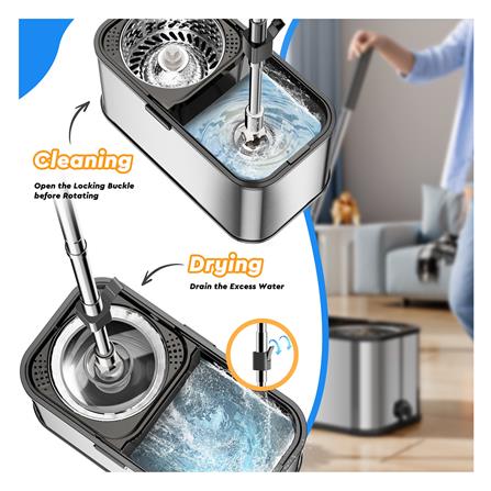 ชุดถังปั่นสเตนเลสพร้อมไม้ม็อบ ACCO LAVISH สีเงิน_8