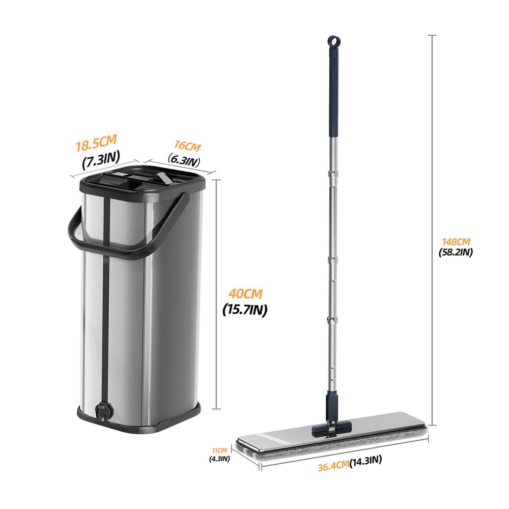 ชุดถังรีดม็อบสเตนเลสพร้อมไม้ถูพื้น ACCO LAVISH สีเงิน