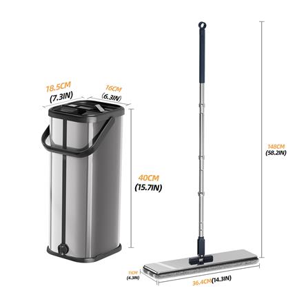 ชุดถังรีดม็อบสเตนเลสพร้อมไม้ถูพื้น ACCO LAVISH สีเงิน_10