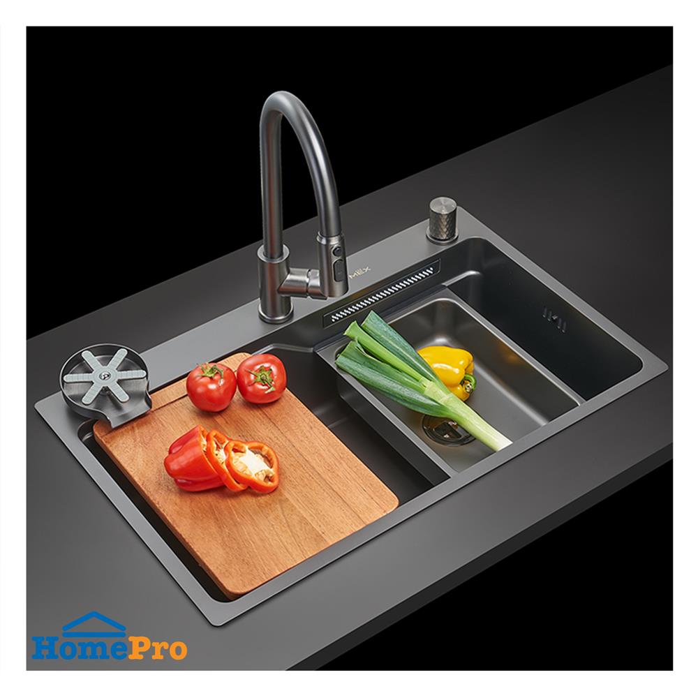 ซิงค์ฝัง 1 หลุม MEX SM761GFGM 76 ซม. สีดำ