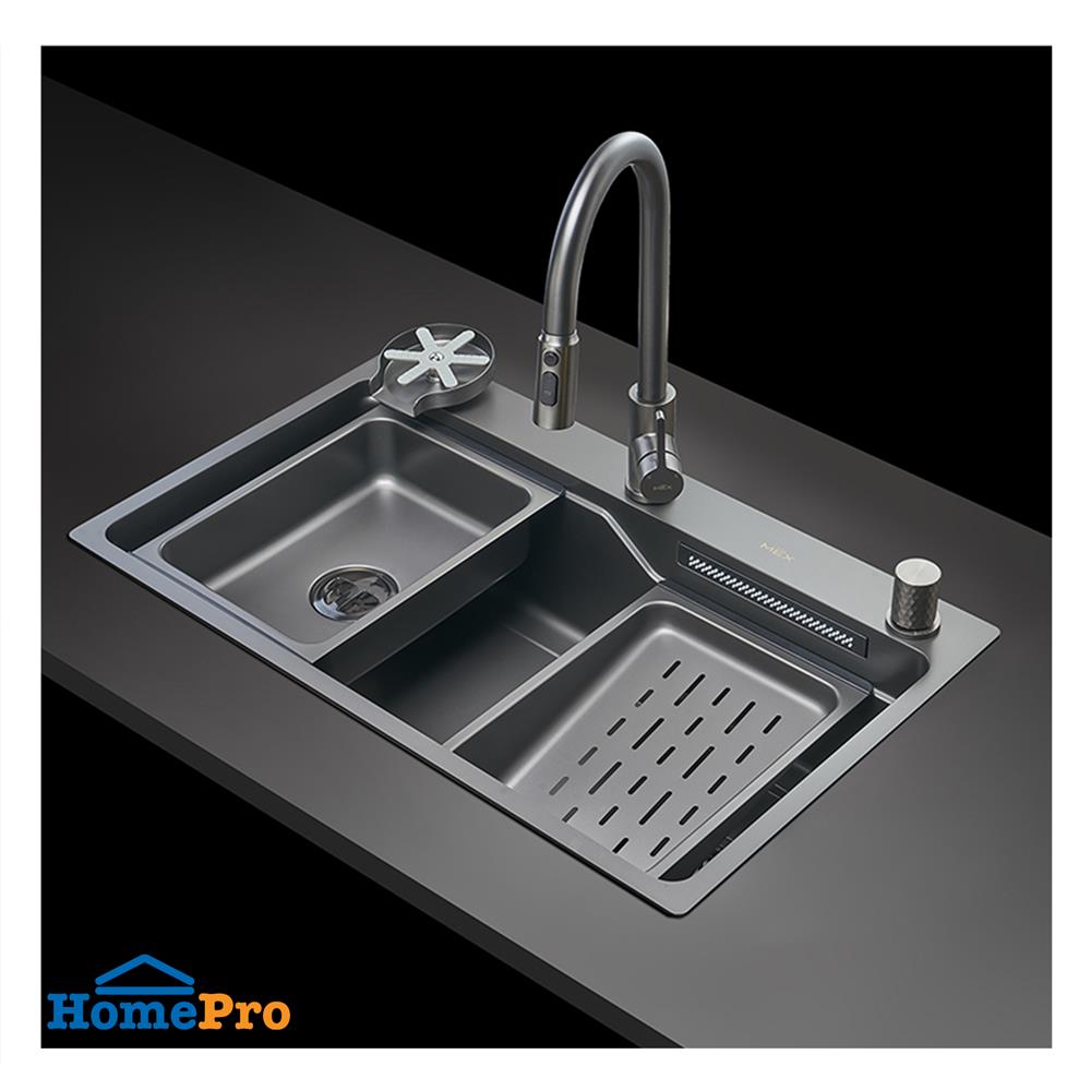 ซิงค์ฝัง 1 หลุม MEX SM761GFGM 76 ซม. สีดำ