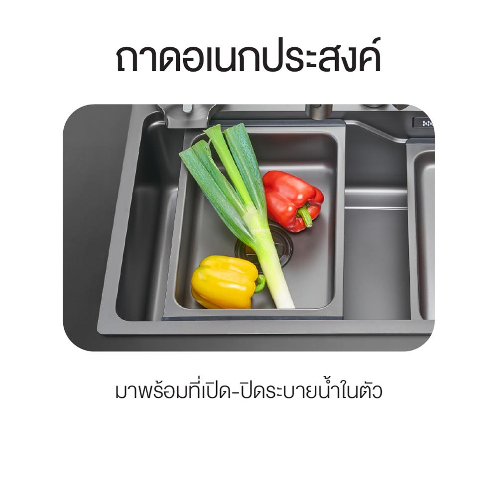 ซิงค์ฝัง 1 หลุม MEX SM761GFGM 76 ซม. สีดำ