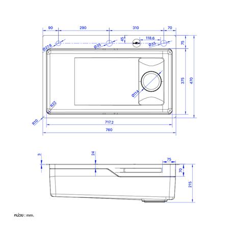 ซิงค์ฝัง 1 หลุม MEX SM761GFGM 76 ซม. สีดำ_21