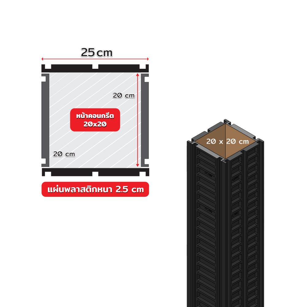ไม้แบบพลาสติกหล่อเสา SON OF WOOD FI 20X20X300 ซม. สีดำ