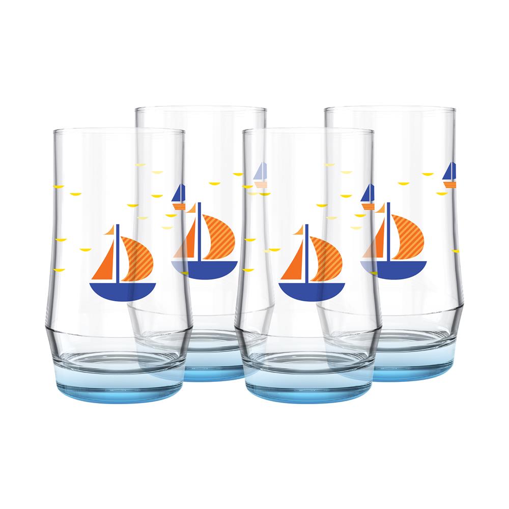แก้วน้ำ 410 มล. OCEAN GLASS SUMMER SET DEEP BLUE SEA HI BALL (แพ็ก 4 ใบ)