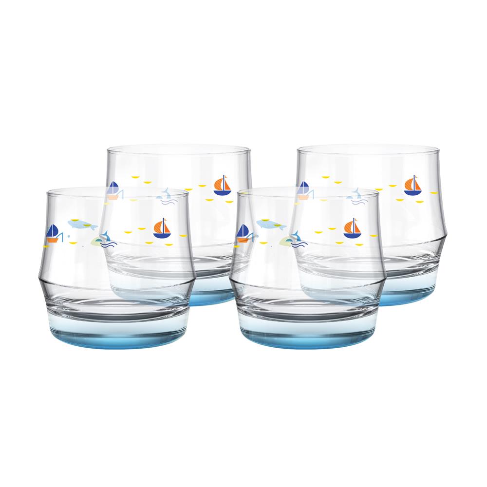 แก้วน้ำ 340 มล. OCEAN GLASS SUMMER SET DEEP BLUE SEA ROCK (แพ็ก 4 ใบ)