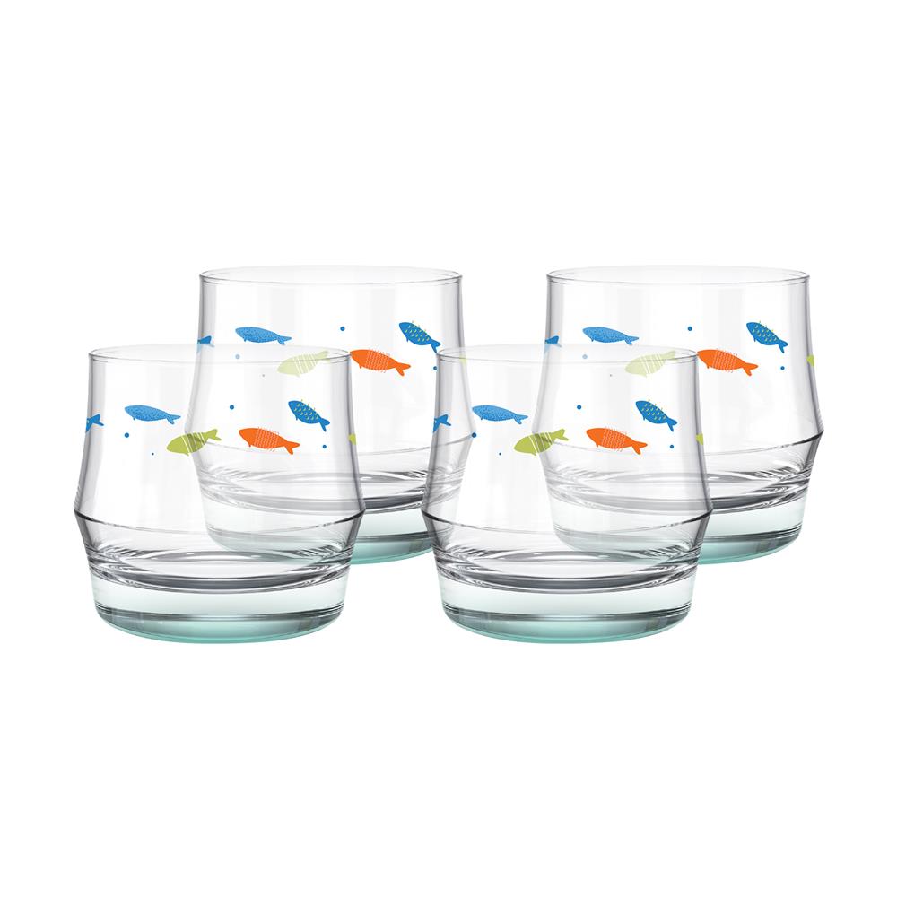 แก้วน้ำ 340 มล. OCEAN GLASS SUMMER SET TURQUOISE MARINE ROCK (แพ็ก 4 ใบ)