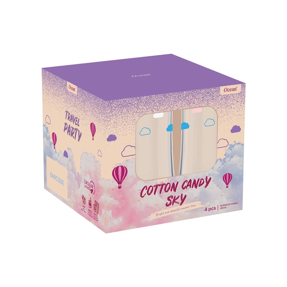 แก้วน้ำ 410 มล. OCEAN GLASS SUMMER SET COTTON CANDY SKY HI BALL (แพ็ก 4 ใบ)