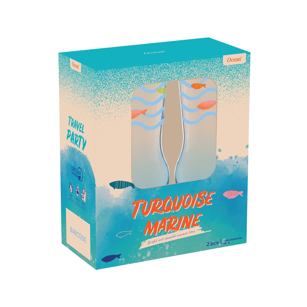 แก้วมีขา 450 มล. OCEAN GLASS SUMMER SET TURQUOISE MARINE (แพ็ก 2 ใบ)