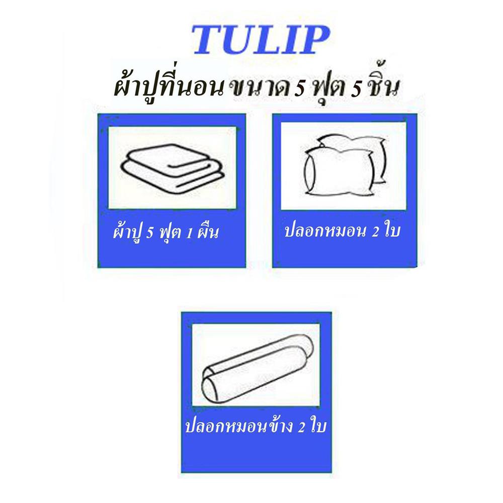 ชุดผ้าปูที่นอน 5 ฟุต (ชุด 5 ชิ้น) TULIP DELIGHT 60124-DLWHITE