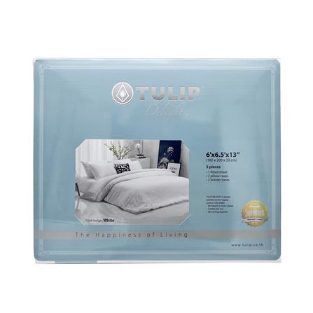 ชุดผ้าปูที่นอน 6 ฟุต (ชุด 5 ชิ้น) TULIP DELIGHT 60123-DLWHITE_1