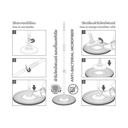 ไม้ม็อบไมโครไฟเบอร์ ZUMO MAX ZM07 สีขาว/ส้ม_5