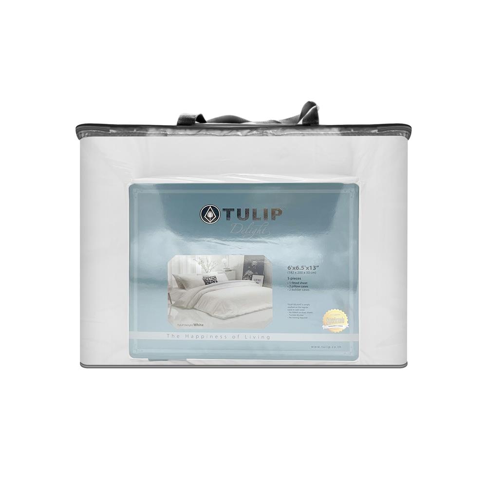 ชุดผ้าปูที่นอน 6 ฟุต (ชุด 6 ชิ้น) TULIP DELIGHT 60266-DLWHITE