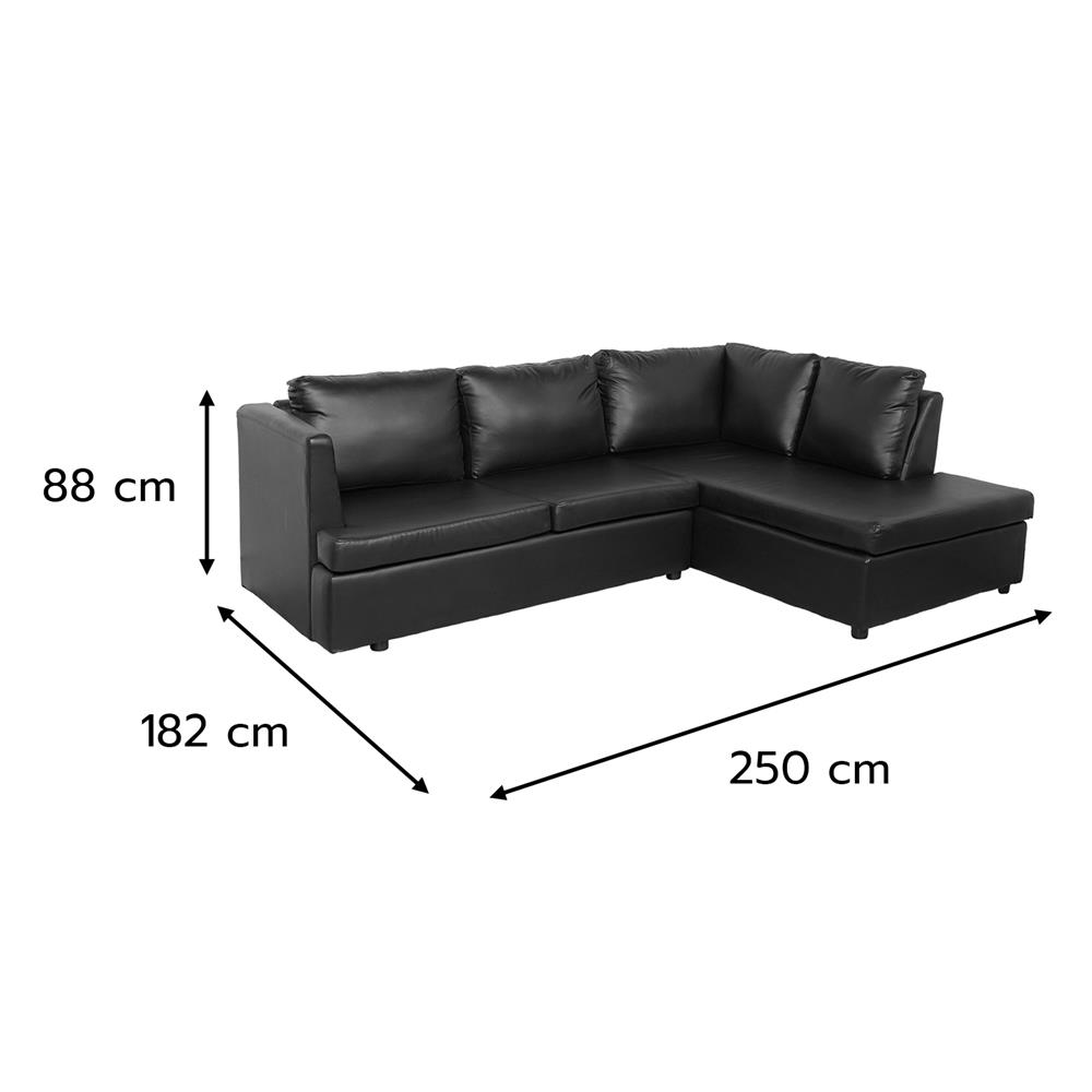โซฟาเข้ามุมขวา FURDINI LAUREN สีดำ